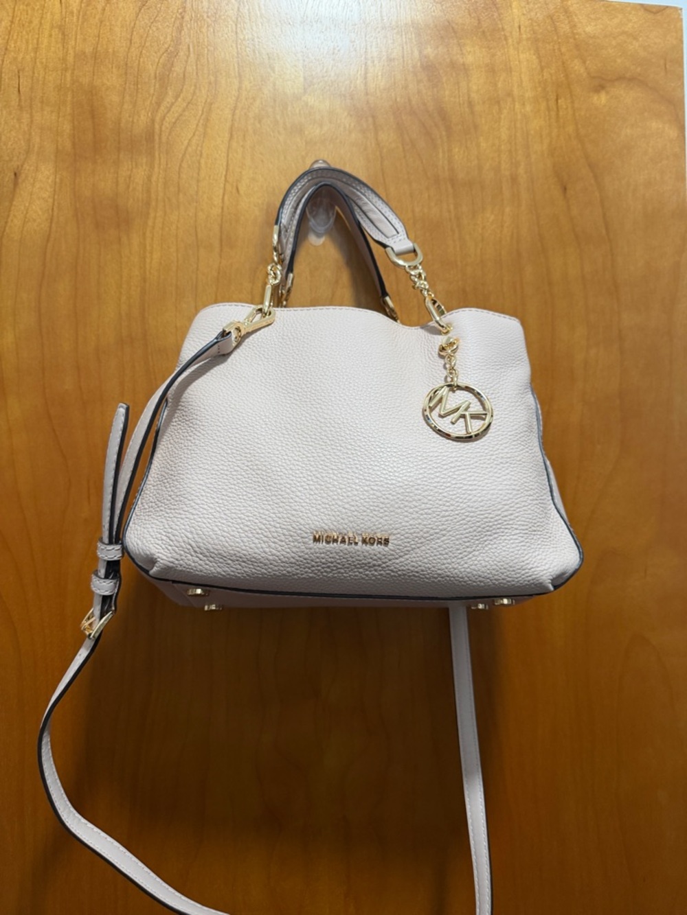 Michael Kors pink Pebbled Leather Satchel with Gold Hardware
